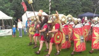 Roman Reenactment at the Amphitheatre in Caerleon Marching In [upl. by Inavoj]