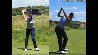 Justin Thomas golf swing  Long Iron faceon amp downtheline July 2017 [upl. by Bluma369]