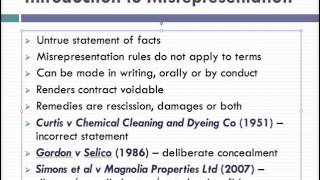 Misrepresentation Lecture 1 of 4 [upl. by Head354]